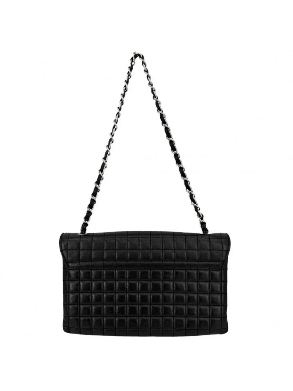 Chanel Shoulder Bag Icon Chocolate Mini Chain CC Logo Camellia Lambskin Black
